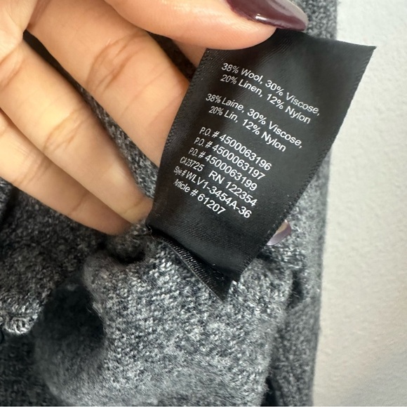 Aritzia Babaton ERIN V Neck Sweater Top Heather Gray Wool + Linen Size S/M - Picture 5 of 7